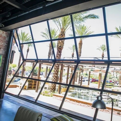 Deda automatic glass electric Lift Fold Up double 16-grid aluminum frame garage door