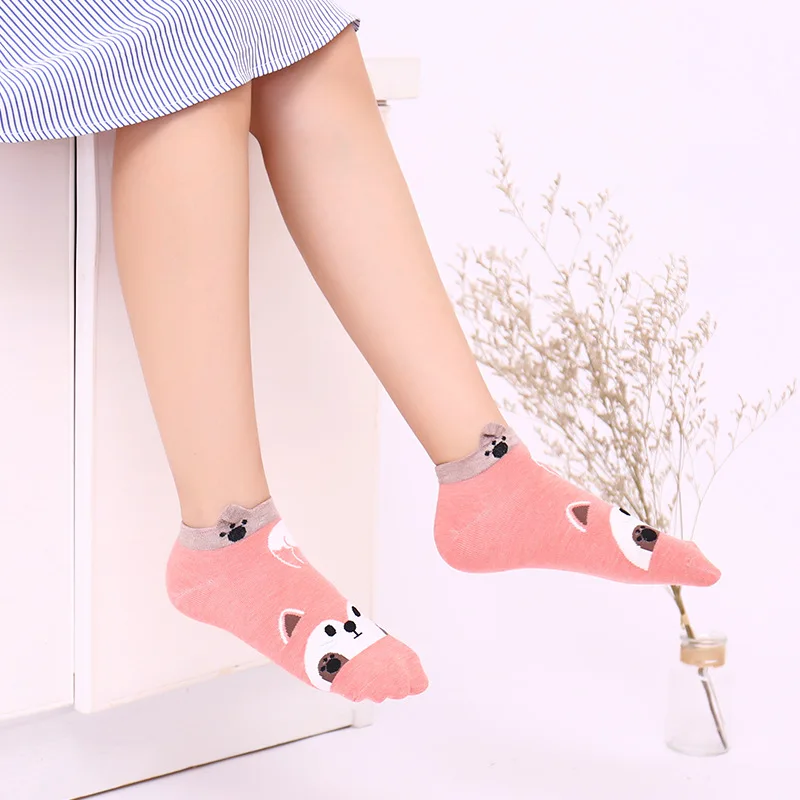 Wholesale Spring Autumn Cotton Fashion Cartoon Animal Short Cute Dog Teen Tube Ankle Socks for Women Girls