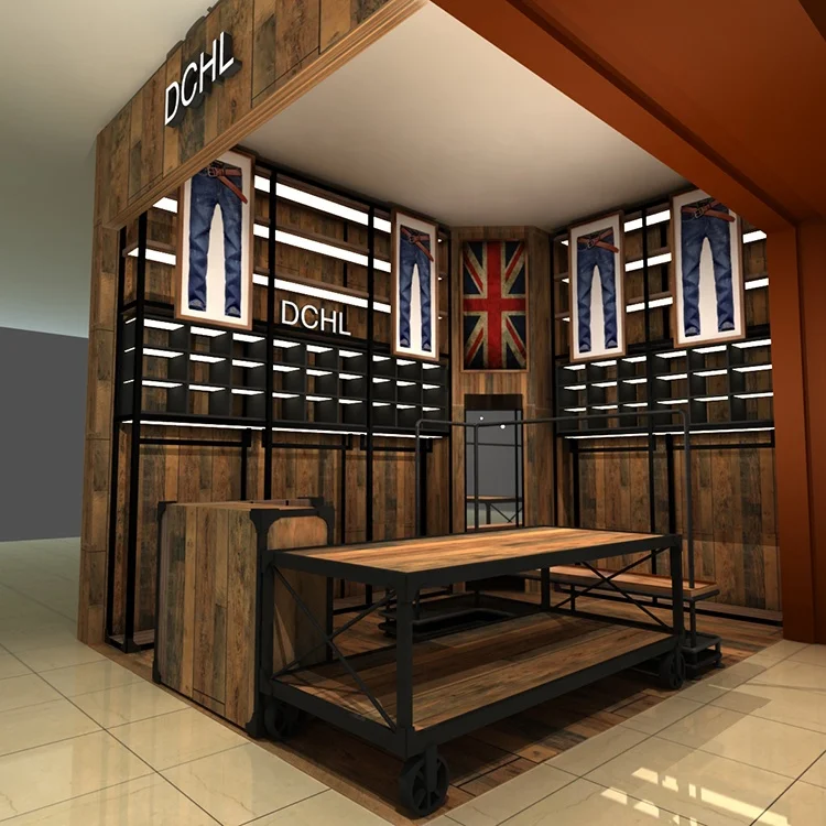 Clothing Kiosk Design and Making Whole Store Showcase Display Producing Garment Shop Furniture Clothes Rack Store Design 5 Sets