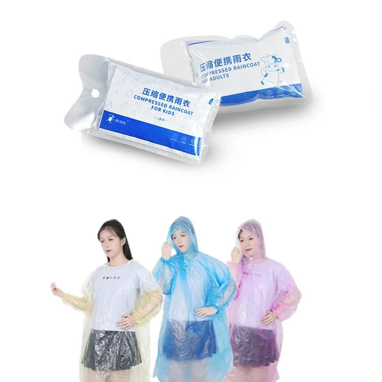 Transparent Plastic Portable Pocket Outdoor Raincoats Disposable Long Sleeve Waterproof Pack Rain Coat Adults Wholesale Cheap