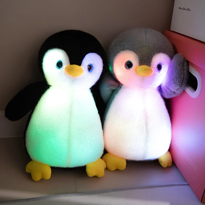 Wholesale Custom Luminous Penguin Plush Animal Toy Soft Cotton Fabric with LED Lights Cute Style for Kids PP Filling