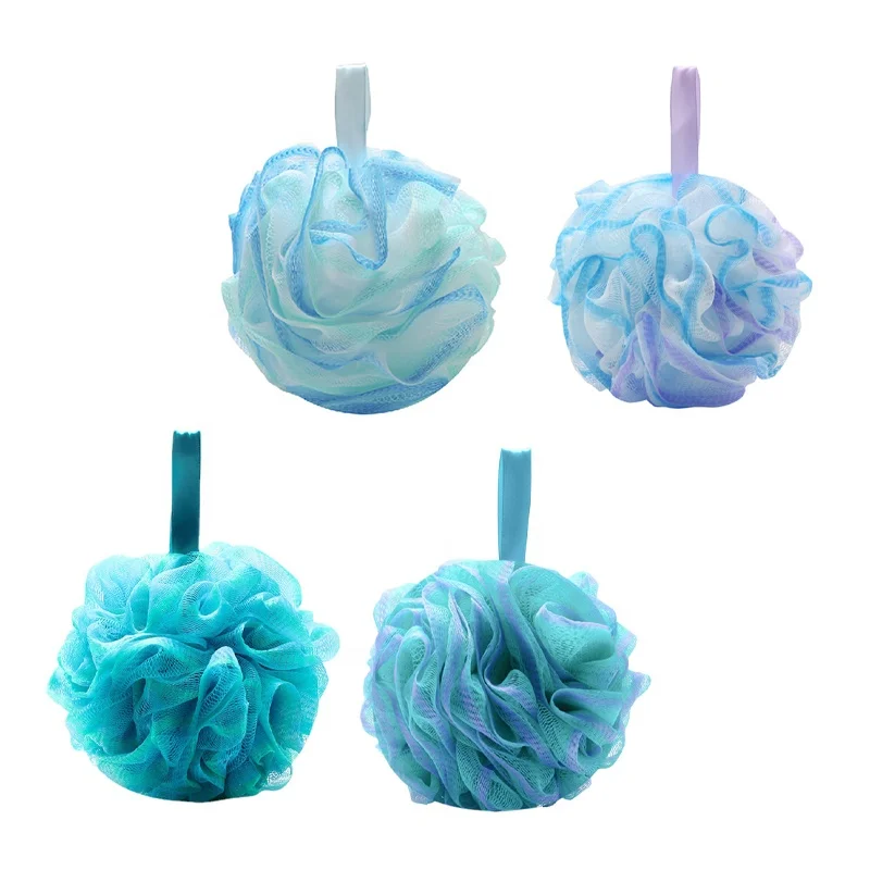 Hot Sale All Natural 30G~75G Custom Large Loofah Bath Sponge Body Scrubber Mesh Shower Pouf Bath Ball Sponge for Exfoliating