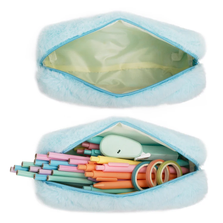 Hot Selling Custom Design Large Capacity Pouch Soft Plush Kawaii Shark Pattern School Pencil Case