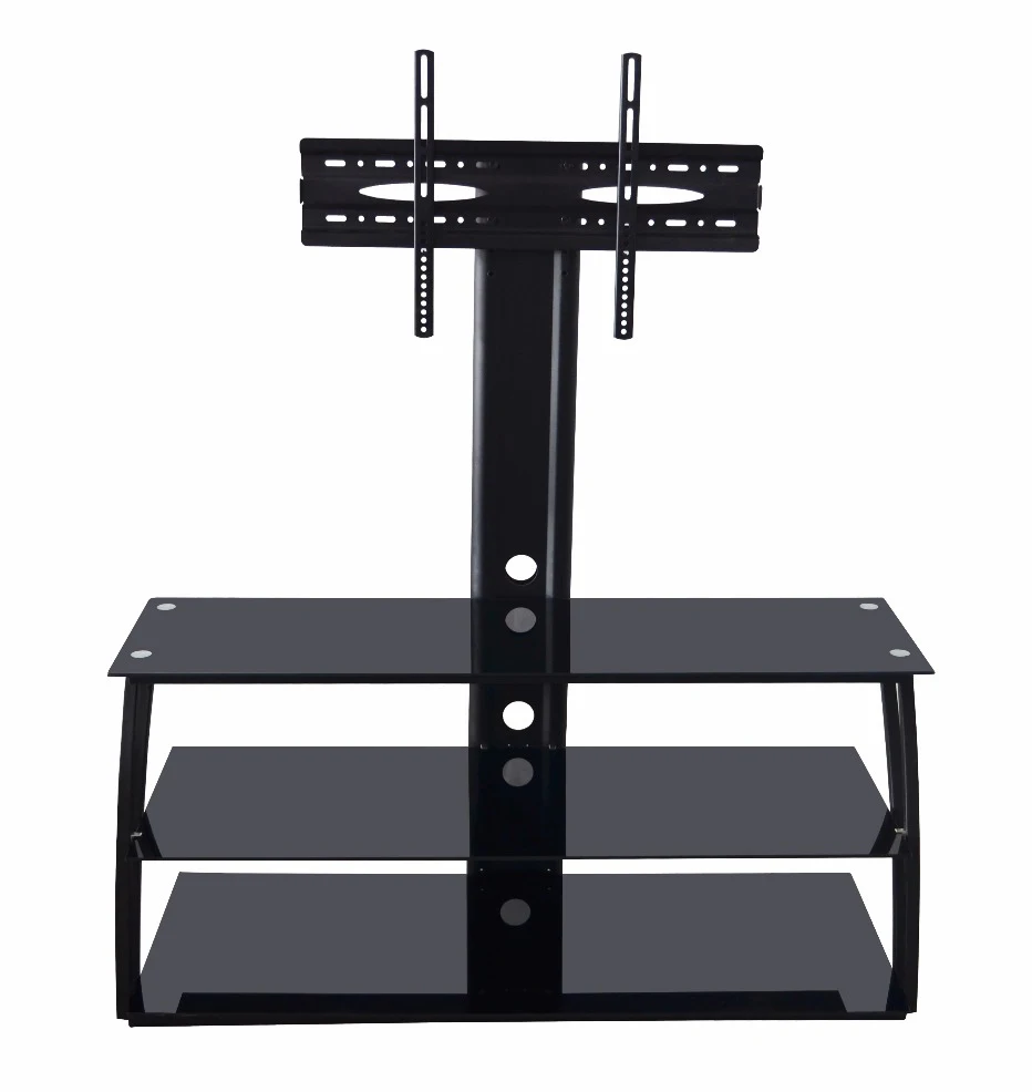 Latest design tempered glass metal aluminum frame tv cabinet adjustable TV stands