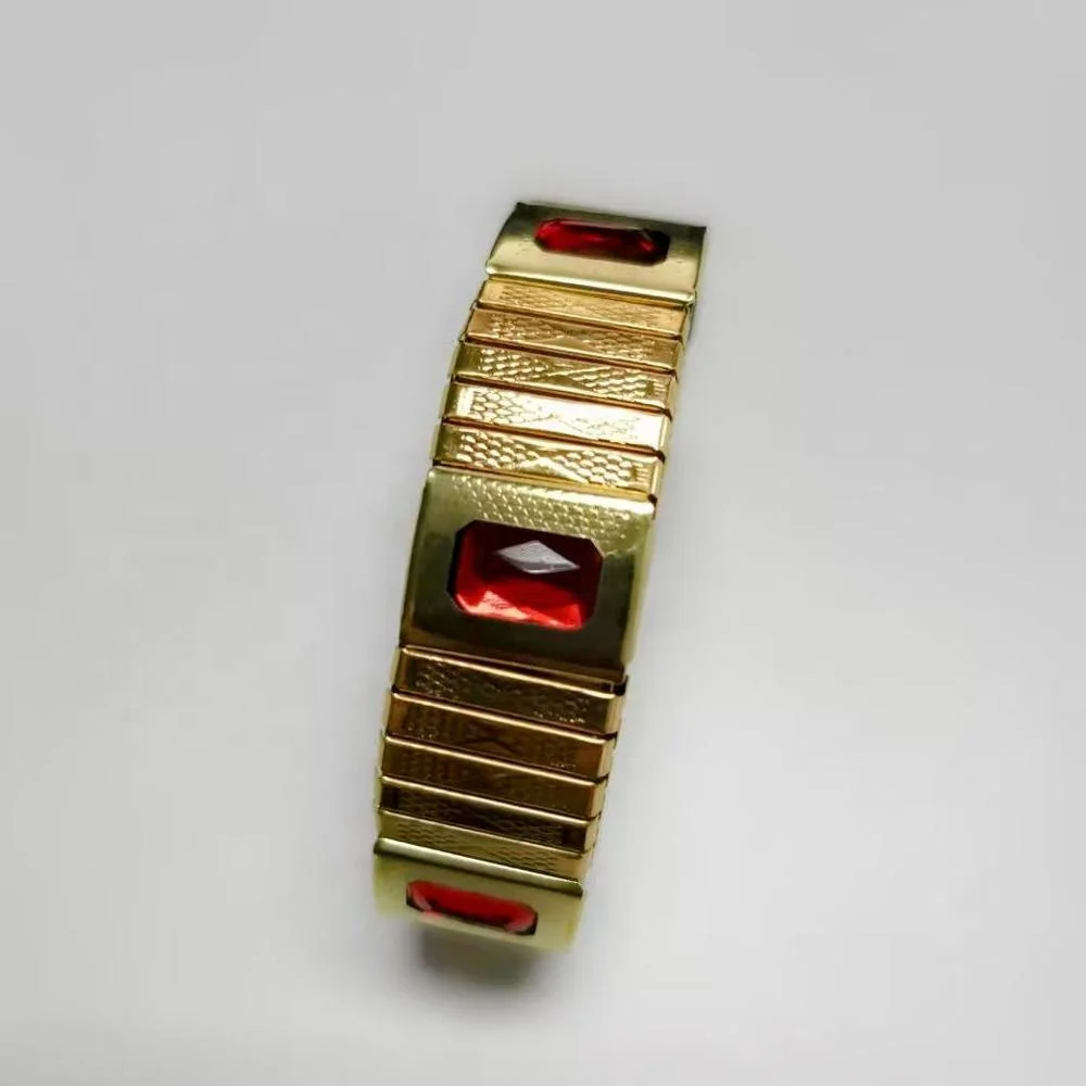 Wholesale gold stainless steel elastic bio magnetic bracelet with different color energy stone