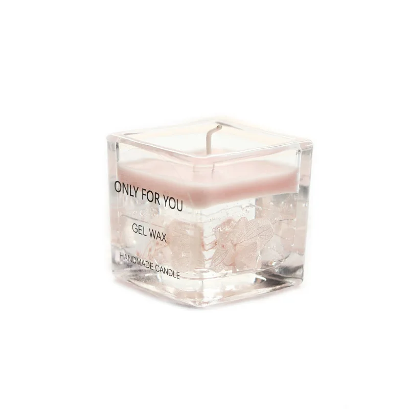Best Selling 5.2*5.2cm Transparent Glass Cylindrical Gel Wax Rose Scented Custom Gift Box Scented Candles with Logo