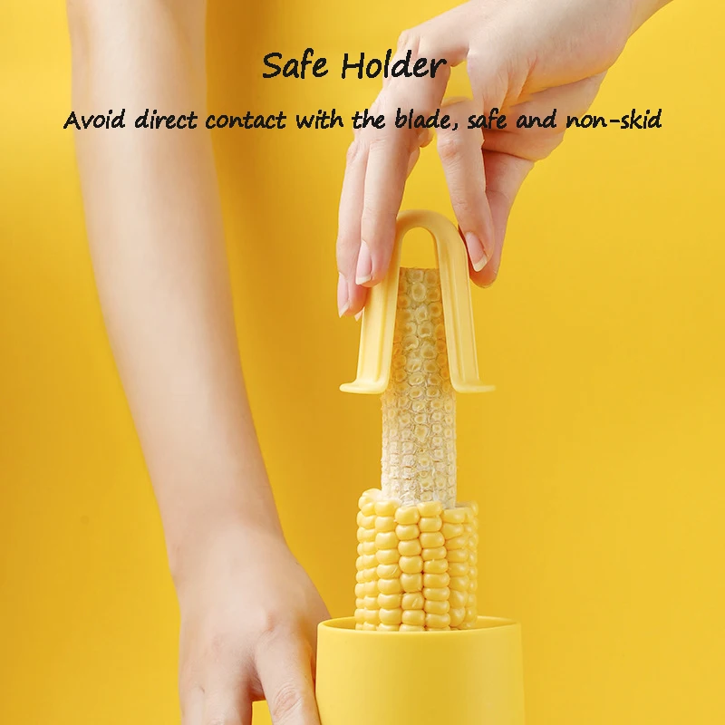 4 in 1 Multi-Function Kitchen Gadget Fruit & Vegetable Tool Corn Stripper Peeler Cutter with Bowl and Grinding Cover