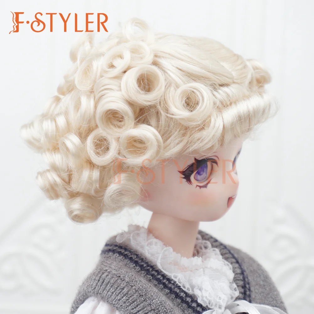 FSTYLER Synthetic Mohair Vintage Cute Curls Mini Bjd 18 Inch Custom Wholesale Bulk Sale Doll Accessories for BJD Doll Hair Wig