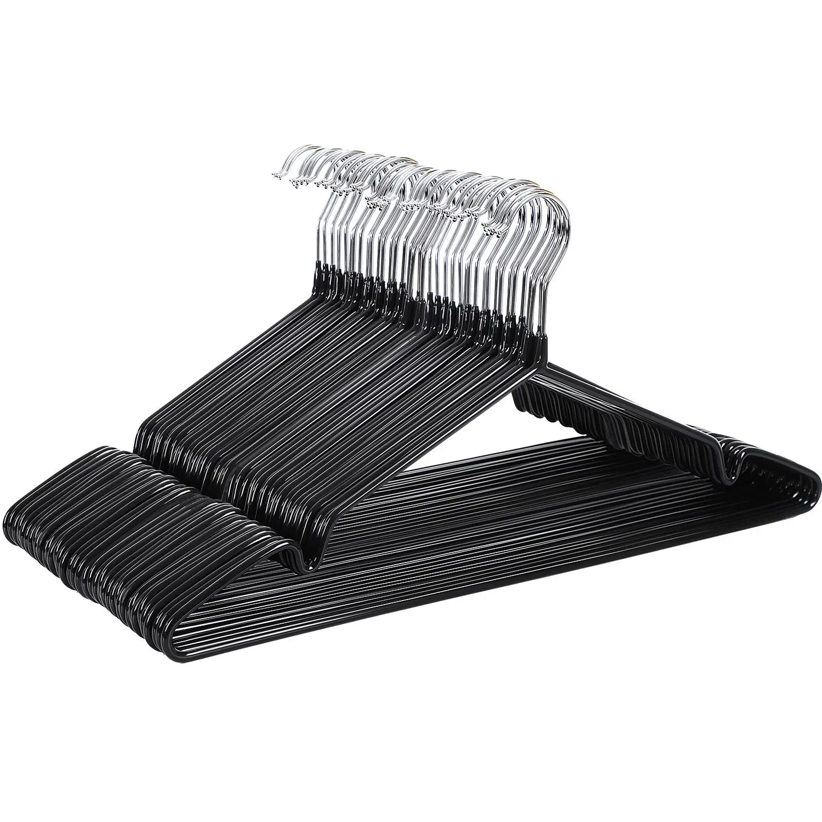 Factory Wholesale PVC Coated Black White Metal Clothes Hanger Laundry Hangers For Dry Clothes