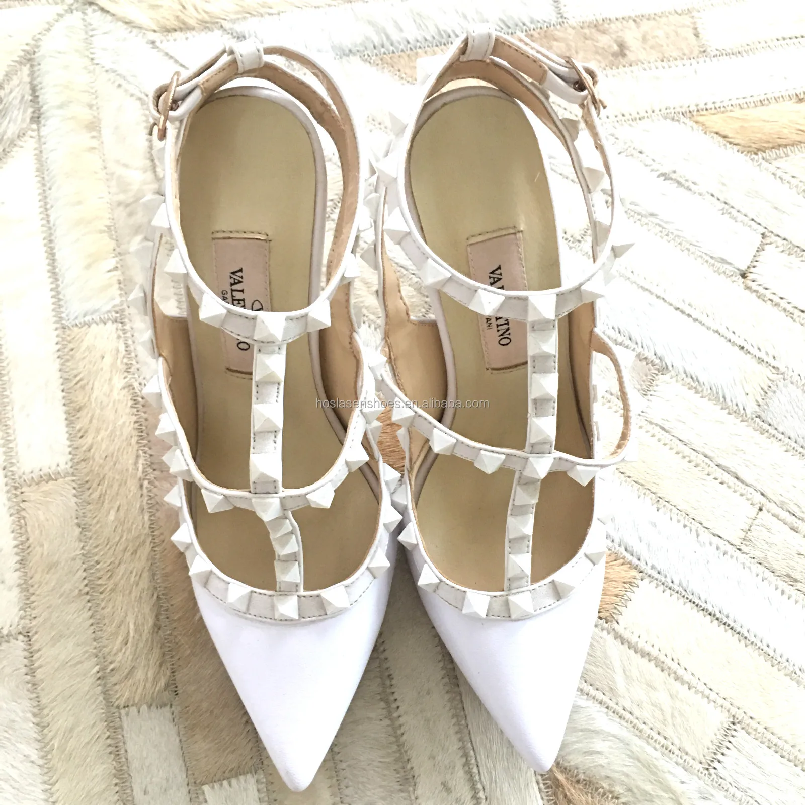 
Rivets Thin Heel 10cm White Heels ladies fashion shoes 