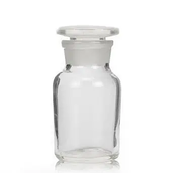 Liquid chemical Wide mouth 125ml safety  borosilicate clear glass reagent bottle with Ground-in Glass or Plastic Stopper