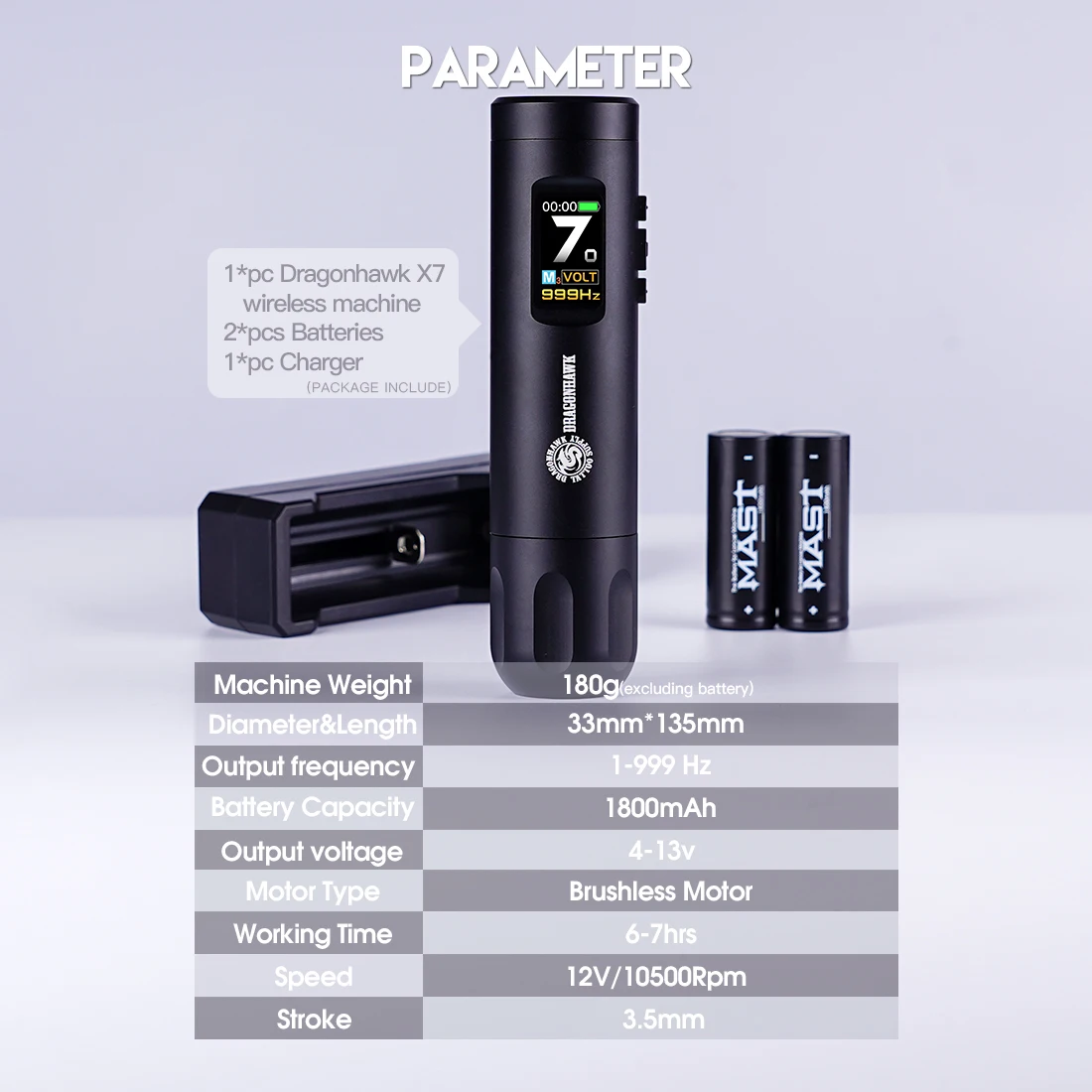 Dragonhawk X7 Battery Wireless Rotary Tattoo Pen Machine Eyebrow Wireless Tattoo Pen Tattoo Machine Rotary