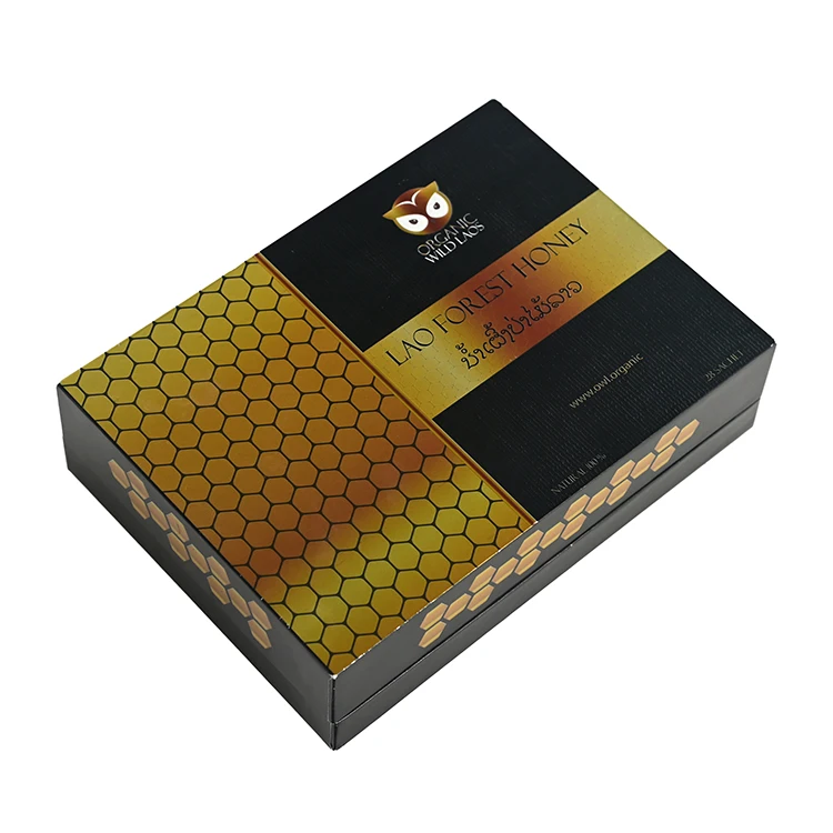 Custom High Quality Rigid Paper Empty Cardboard Magnetic Flip Honey Packing Box With Divider