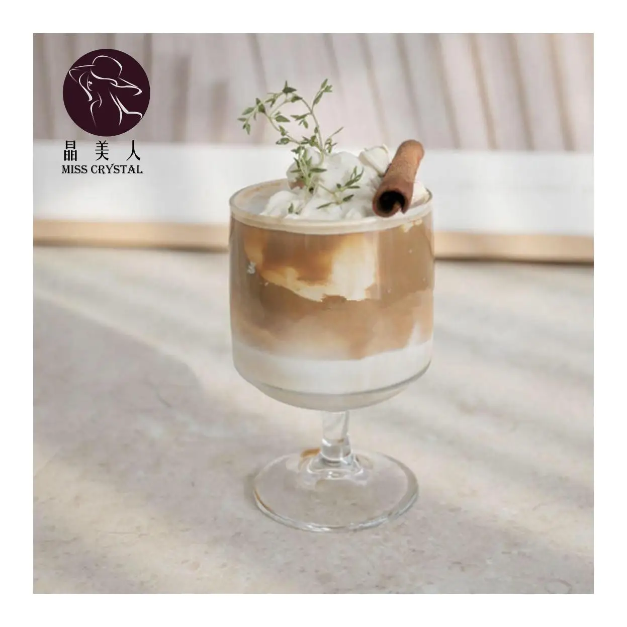 Korean Style Large Transparent Goblet Round Shape Solid Color Heat-resistant Glass for Household Cup