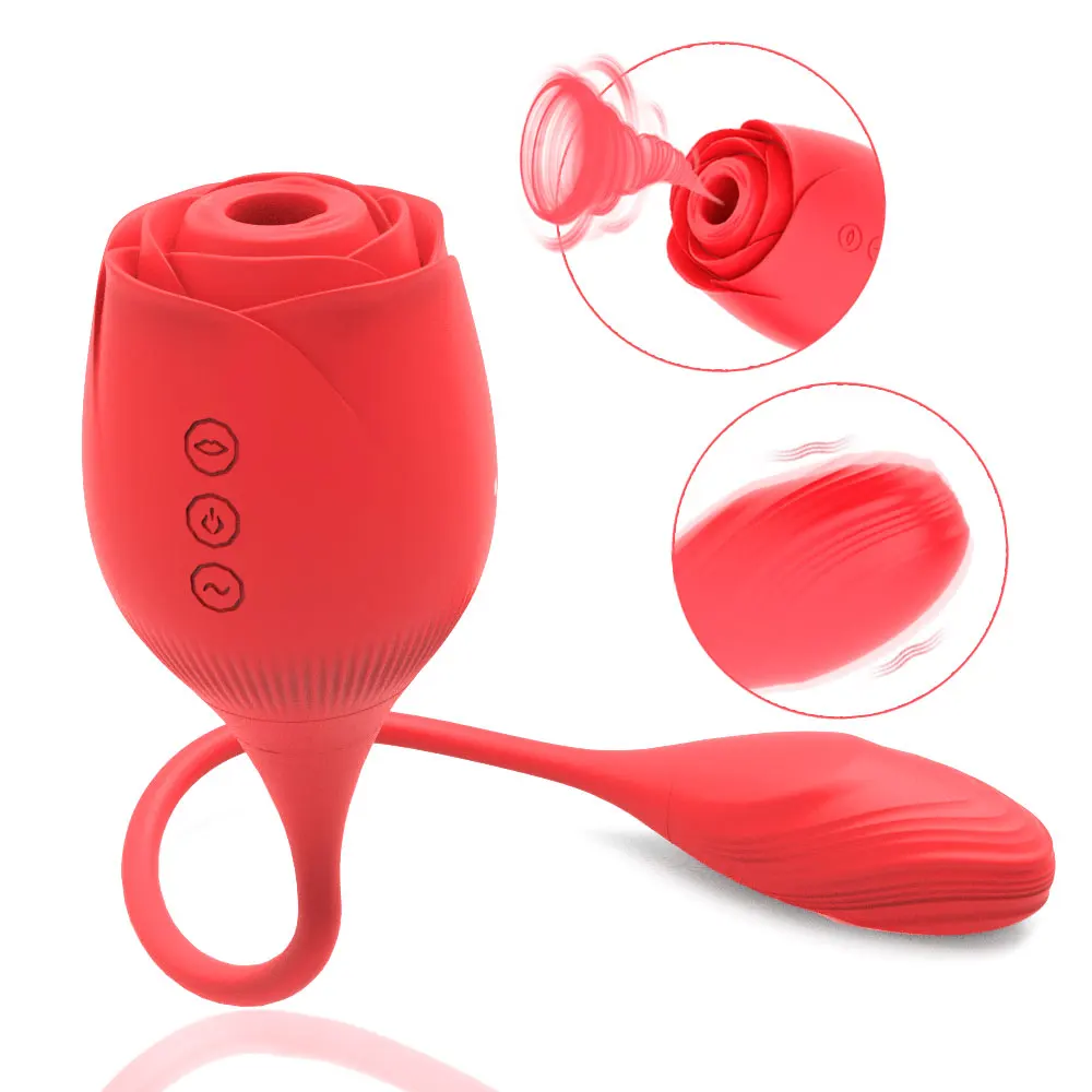 Hot Sale Best Seller Rose Sucking Vibrator 2 In 1 Rose Shape Vibrator Sex Toy Rose Vibrator Sex Products For Women