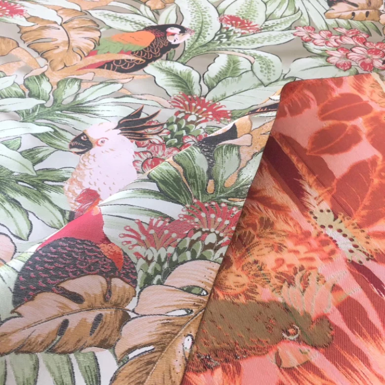 flowers pure silk satin jacquard fabric/ brocade dobby silk fabrics