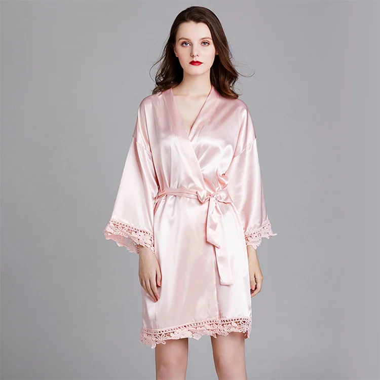 Pajamas Women Spring And Summer Long Sleeve Plus Size Silk Home Yukata Robe Bathrobe