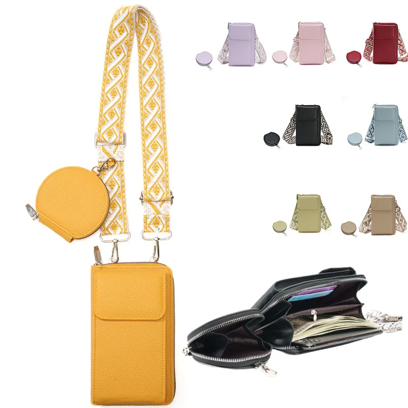 Custom Logo 2024 New High Quality Leather Round Zipper Coin Coin Purse Hook Litchi Pattern Earphone Small Storage Bag