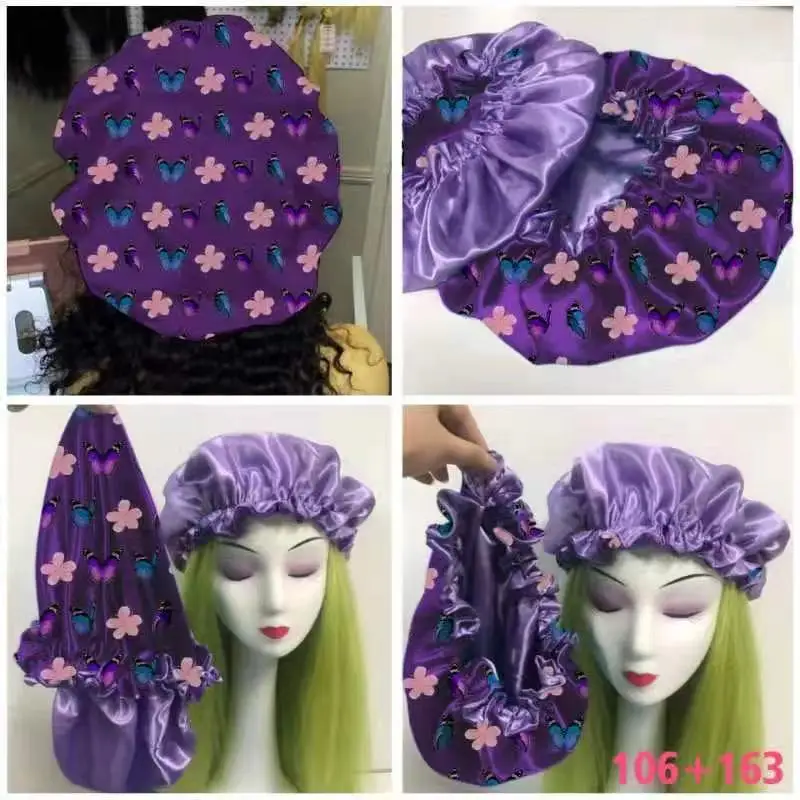 Reversible bonents with custom Logo double Layer hair satin bonnet With Edge Control Wrap Tie Headband
