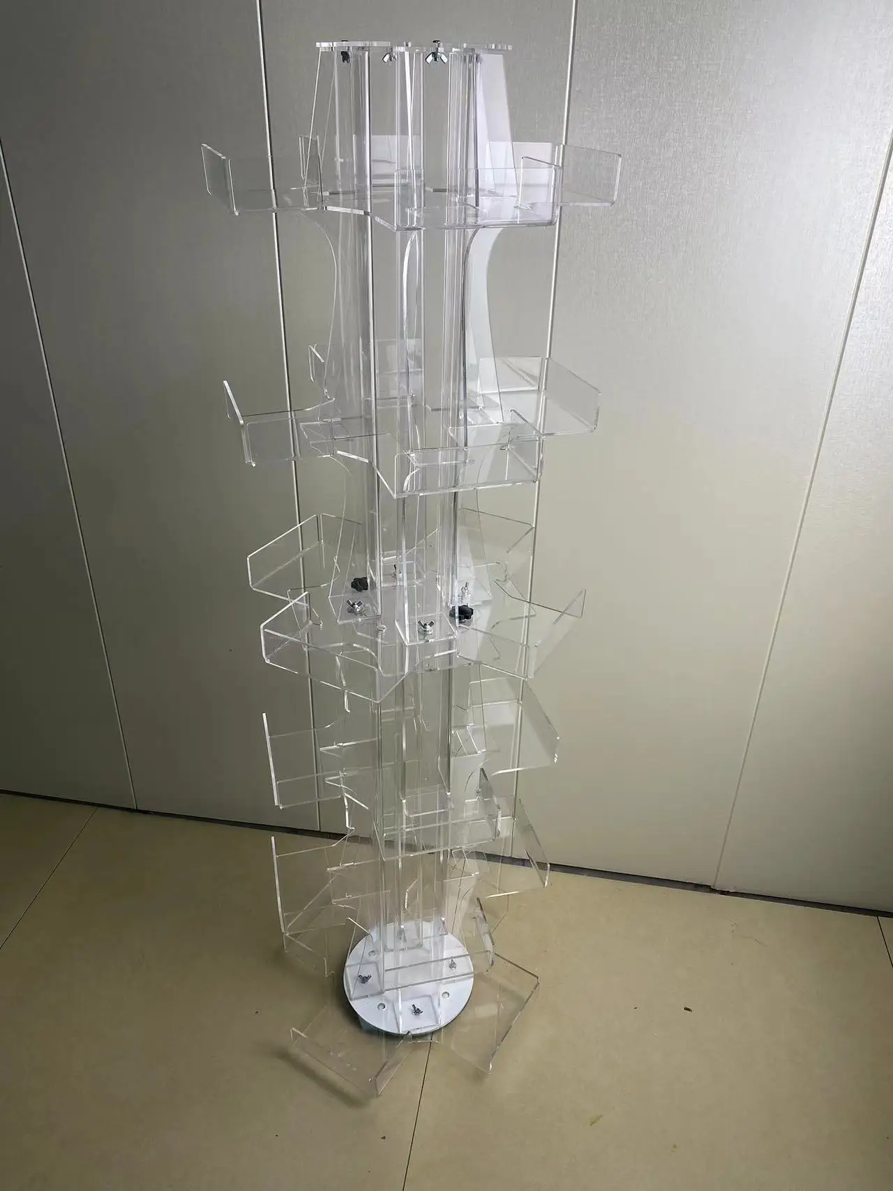Customizable acrylic white organizer base countertop LED around acrylic knife collection display