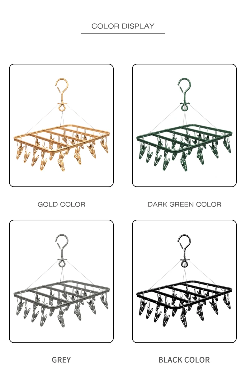 Guangzhou stainless steel lingerie laundry hanger for socks 28 clips