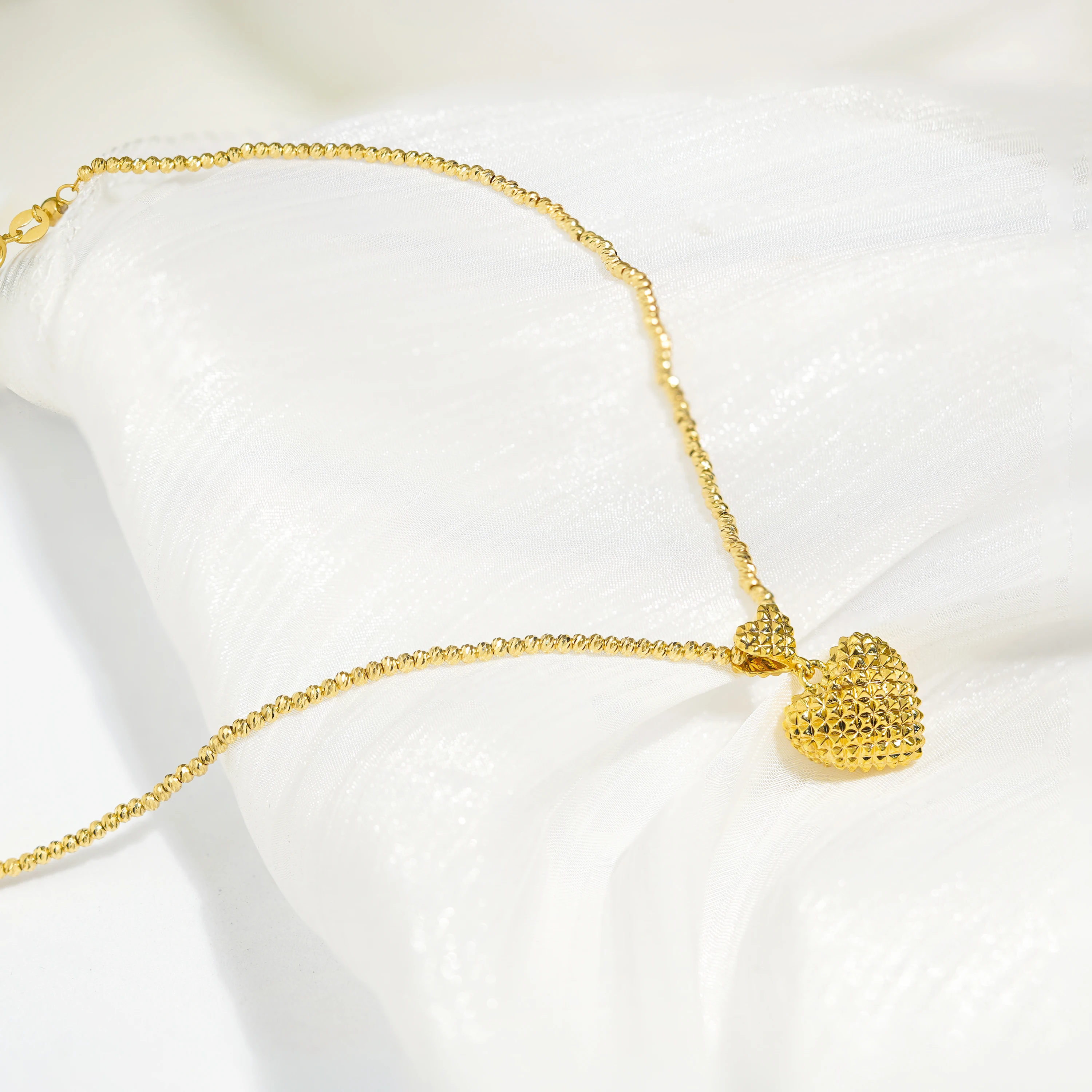 PCX Jewelry Real 18k Gold Necklace Pendant OEM Wholesale No Fade 18k Gold Necklace Two Rhombus Heart Charm Necklace for Women