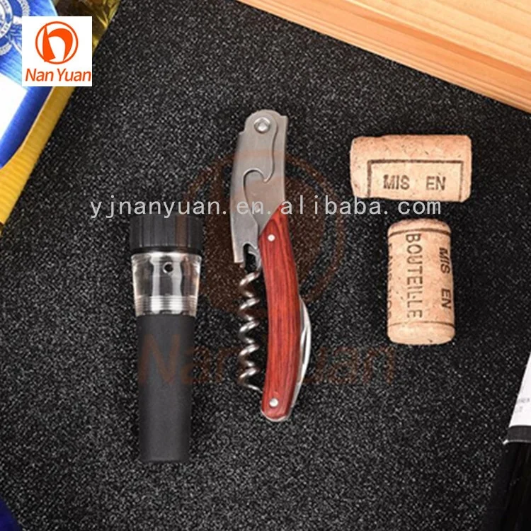 Double hinged corkscrew opener customized wooden corkscrew