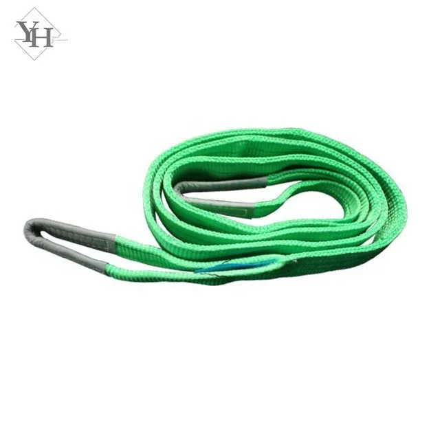 
manufacturer producing polyester 2 ton webbing sling 60mm green color flat lifting sling 