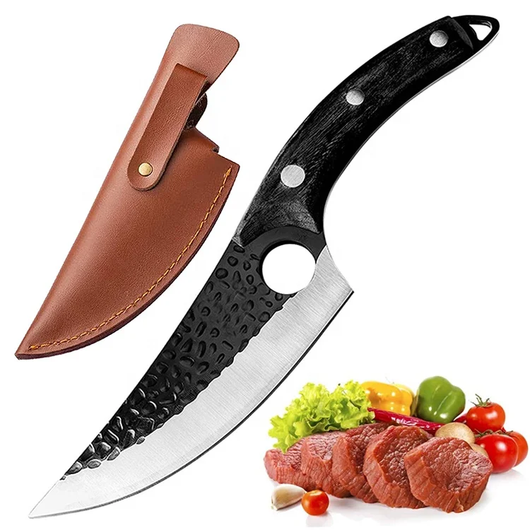 6 Inch Solid Wood Handle Handmade Forged Knife Kitchen Camping Cooking Slaughter Knife Butcher Boning Chef Knife
