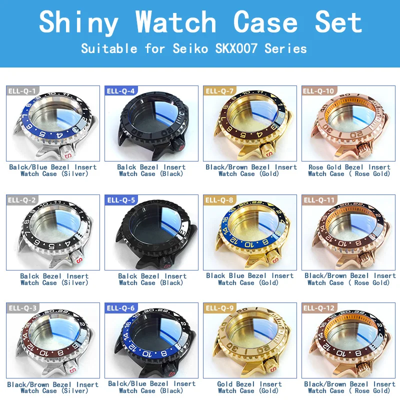 OEM Watch Case Set Stainless Steel Bezel Insert For Seiko SKX007With Mineral Glass31.5mm Fit For NH35 36Automatic Movement Parts