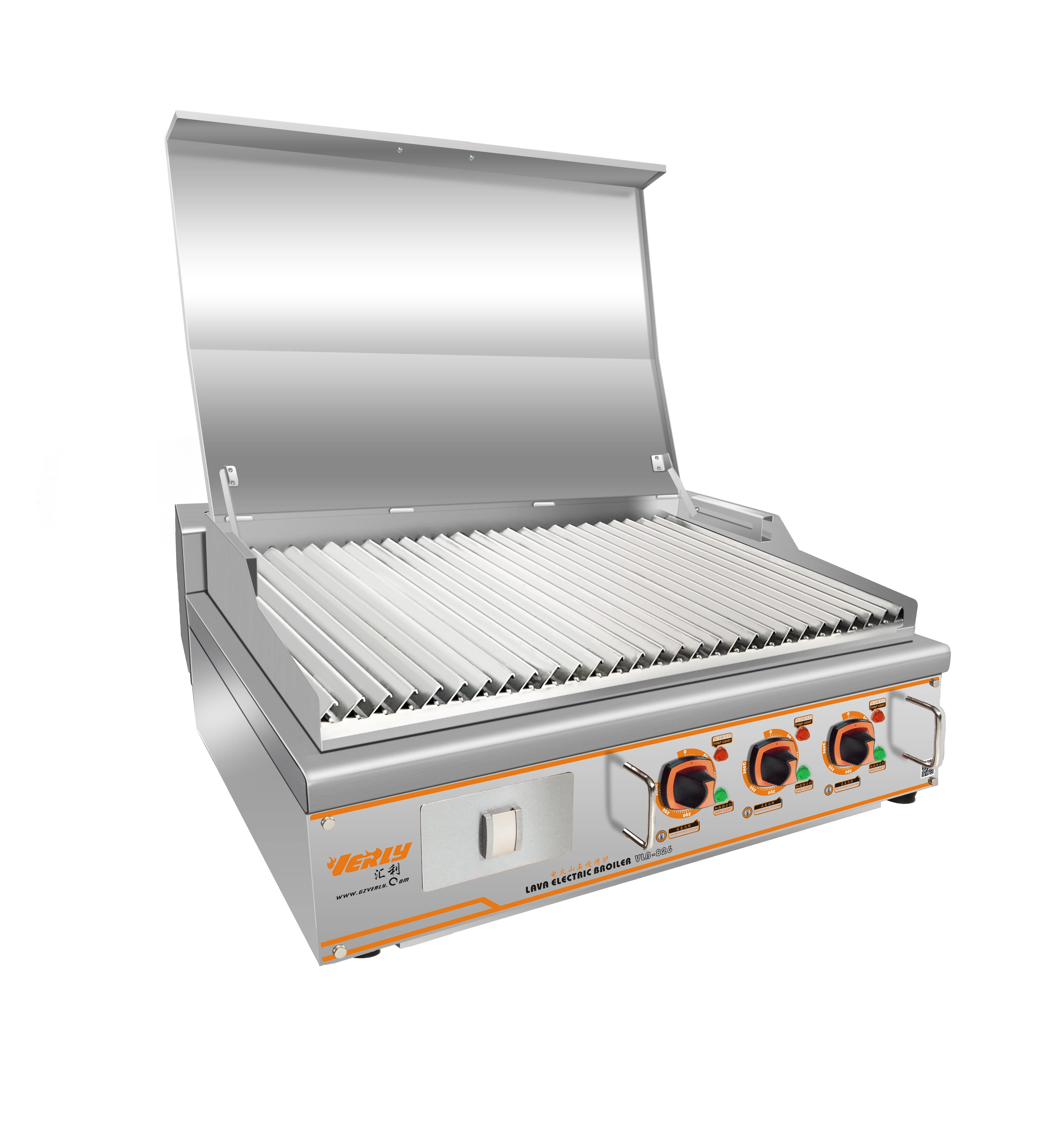 Commercial electric lava rock grill with cover VLB-826