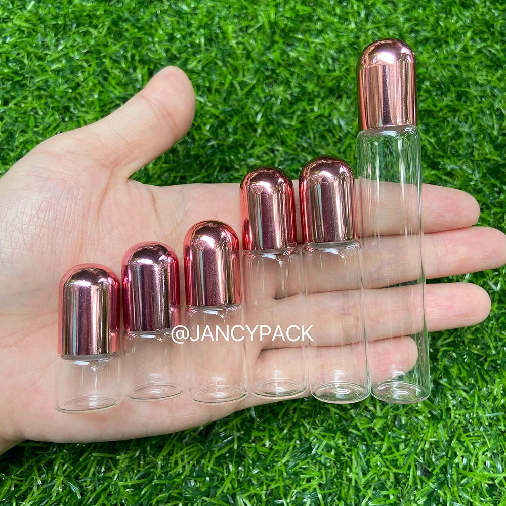1/2/3/5/10ml Clear Glass Essential Oil Roller Bottles with Glass Roller Balls Aromatherapy Perfumes Lip Balms Roll On Bottles