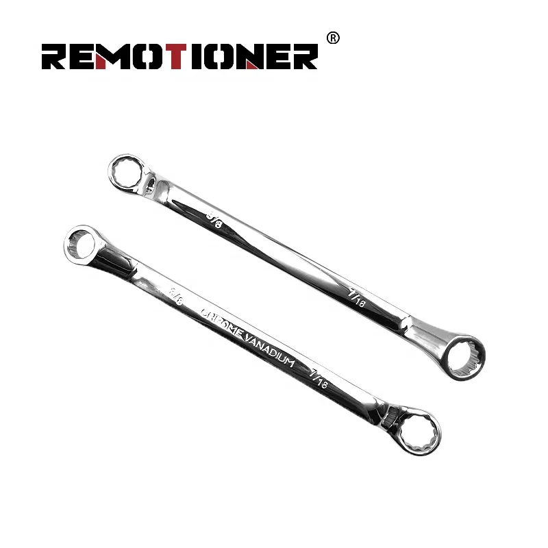 Wholesale High-grade Cr-v Double Offset Ring Spanner 3/8*7/16 Mirror Polishing Double-ended Plum Wrench