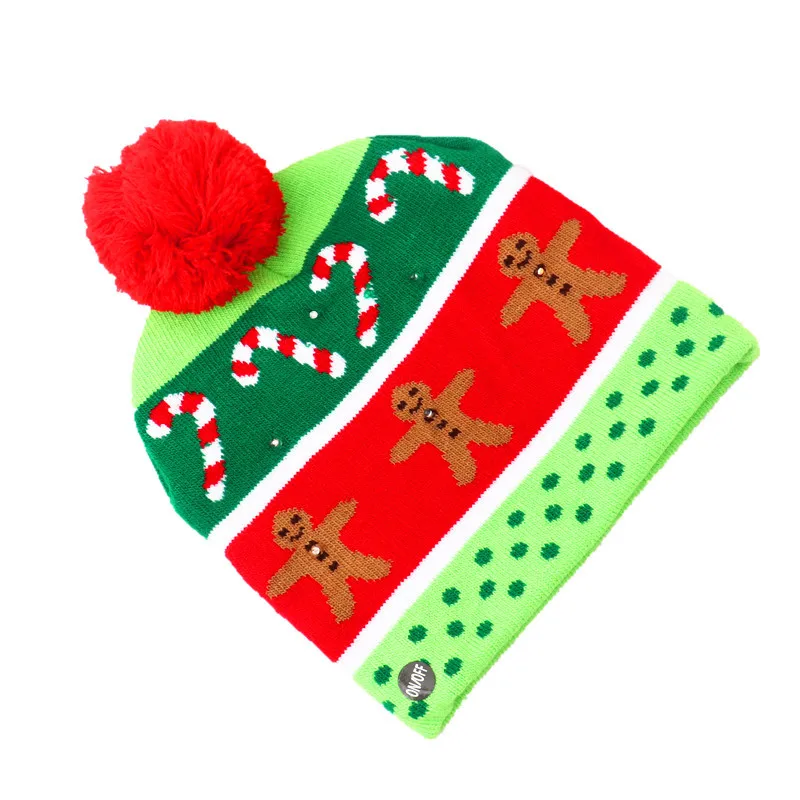 Christmas decoration children adult colorful luminous knitted Christmas hat
