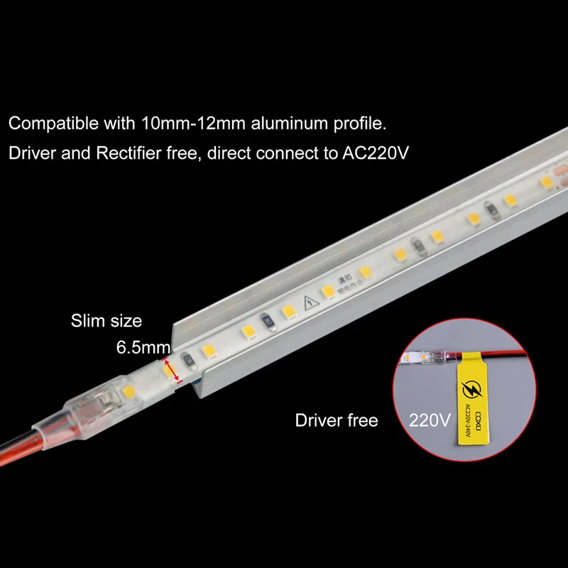 COXO 220v led strip High voltage direct connection 3000k 4000k 6500k ip44 High voltage led strip light 220v