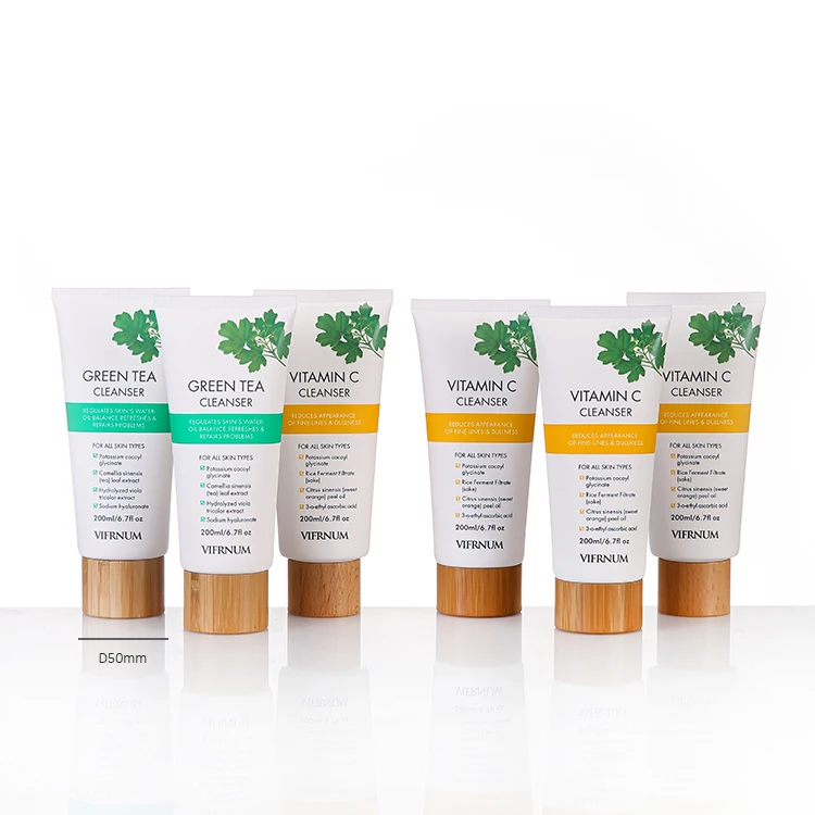 PCR PE Eco-Friendly Cosmetic Packaging Tube with Wooden Bamboo Lid Products