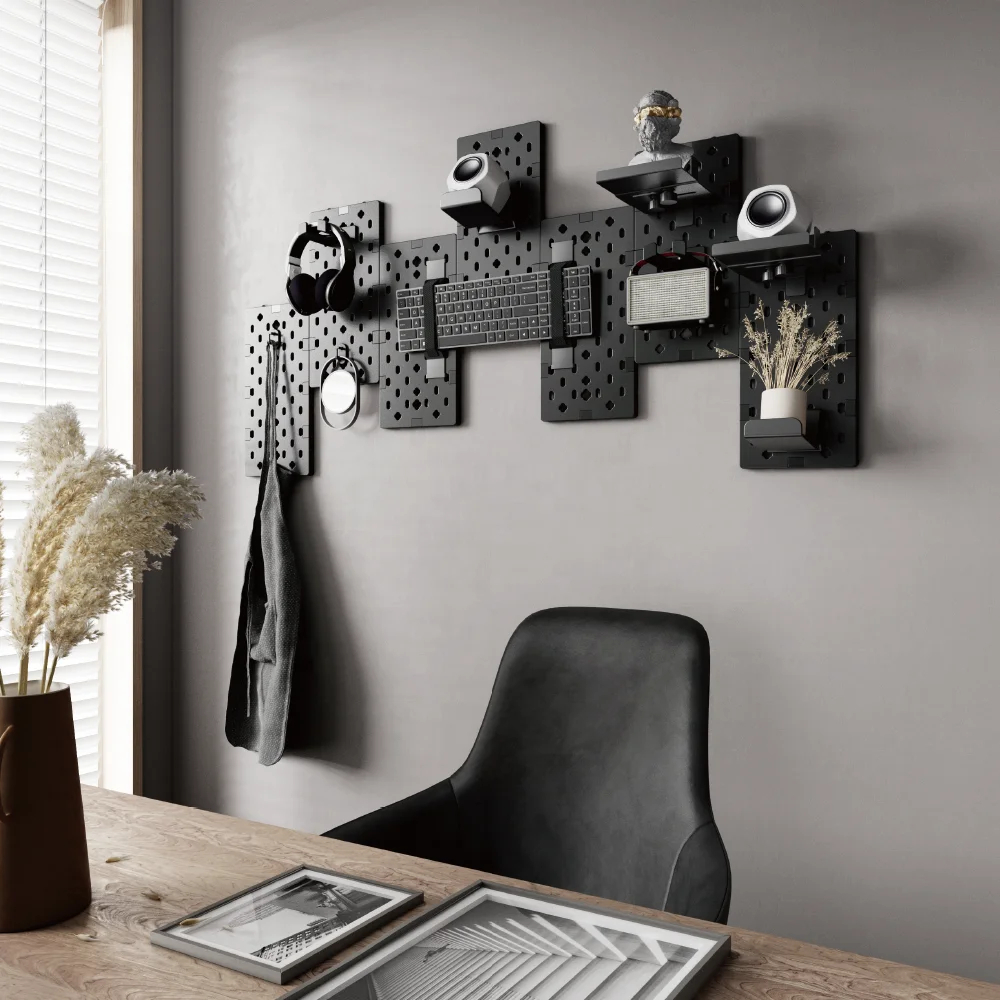 GPB-02 Metal Wall Mounted Gaming Peg Board Pegboard Organizer with Hooks