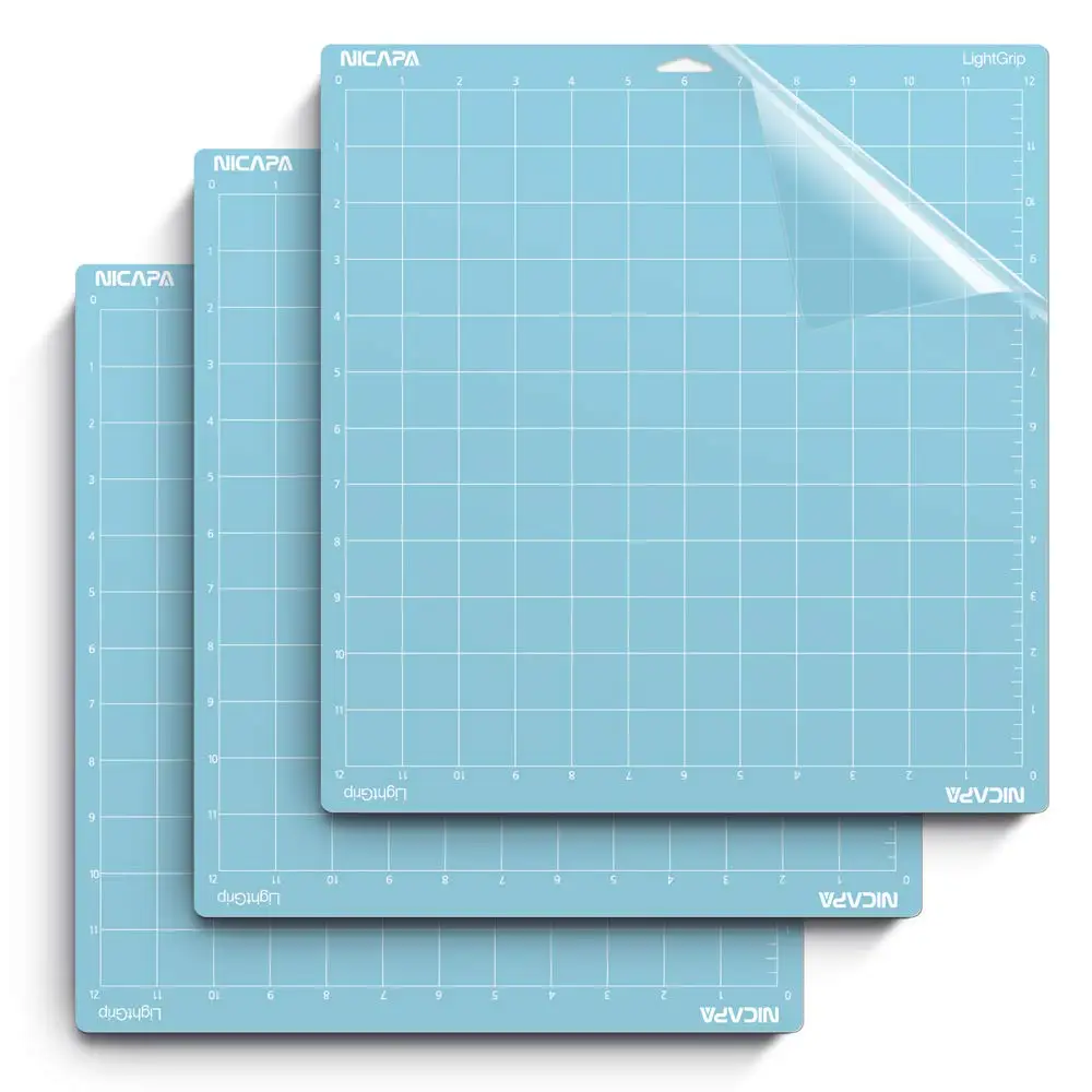Nicapa Blue Lightgrip Cutting Mat for Cricut Explore Air/Air 2/Maker (12x12,3pack) Adhesive Sticky Craft Accessories Mats