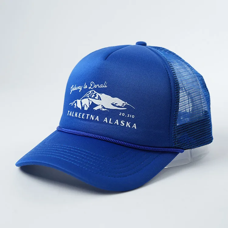 Wholesale high quality 5 panel foam trucker hat with embroidered custom logo Mesh trucker caps