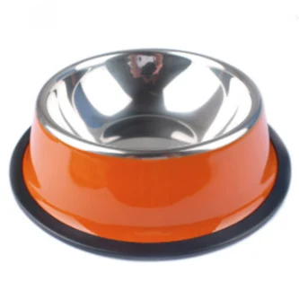 Custom Hot sale color printed rubber bottom Metal Stainless Steel Pet Dish/ Pet Feeder/ Dog Bowl
