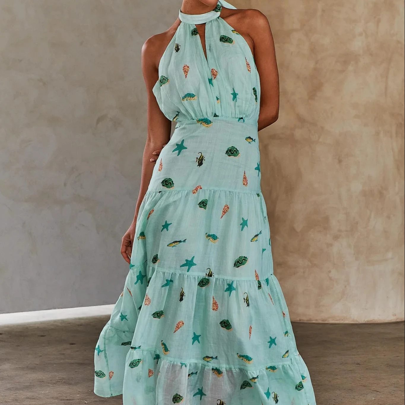 Женское элегантное платье-макси в стиле бохо с цветочным принтом летнее пляжное длинное платье без рукавов повседневный свободный Шифоновый Сарафан