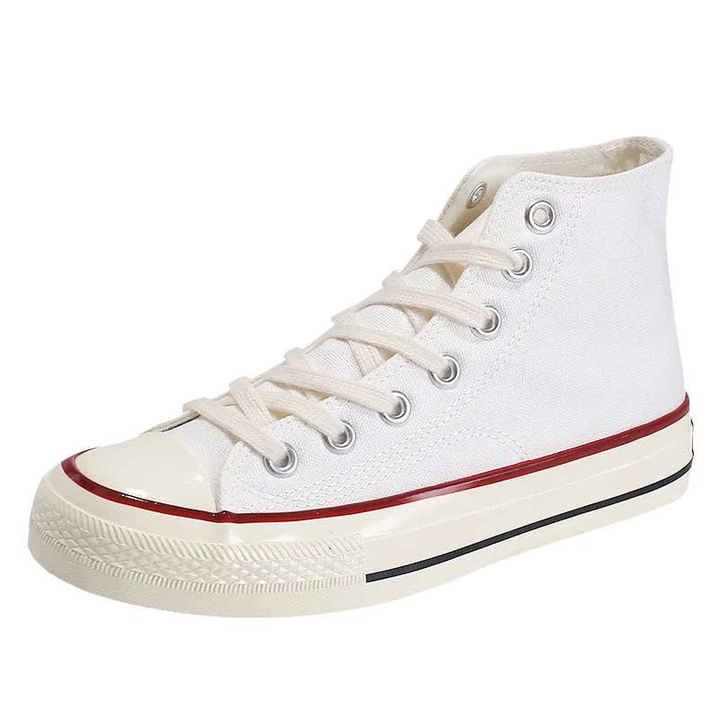 Unisex Design All Year Footwear Bulk Canvas Shoes White High Top Sneakers
