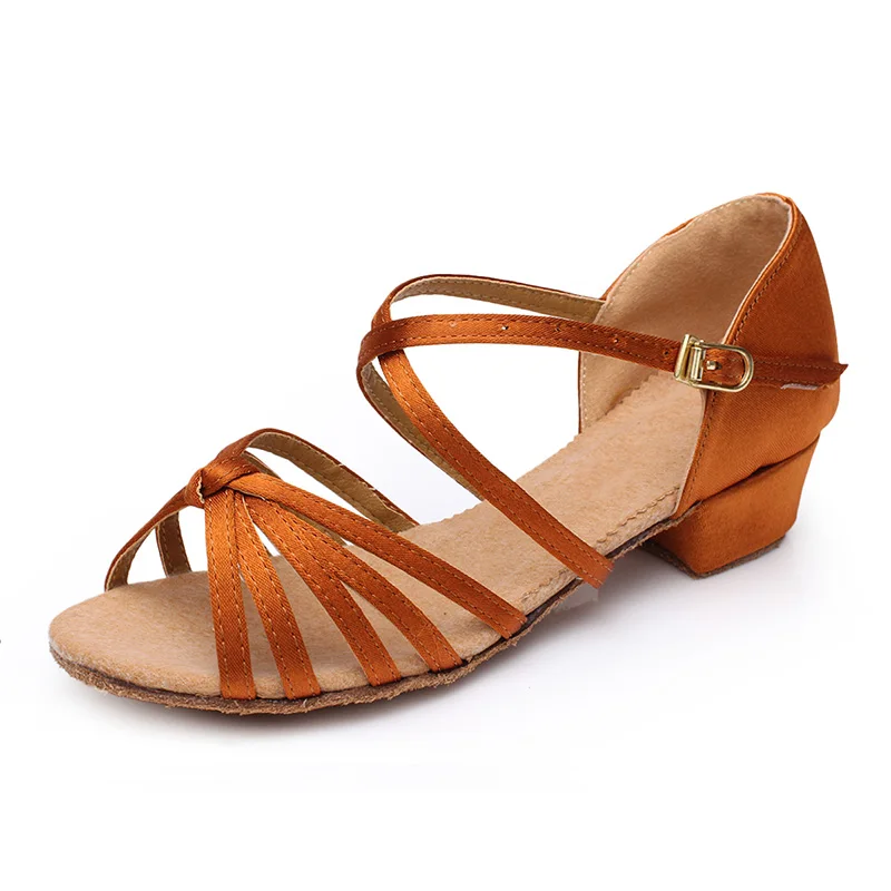 1/6 Wholesale Leather Dance Shoes Latin / Ballroom Latin Dance/girls short Heel dance shoes Ballroom Latin Children Dancing Shoe
