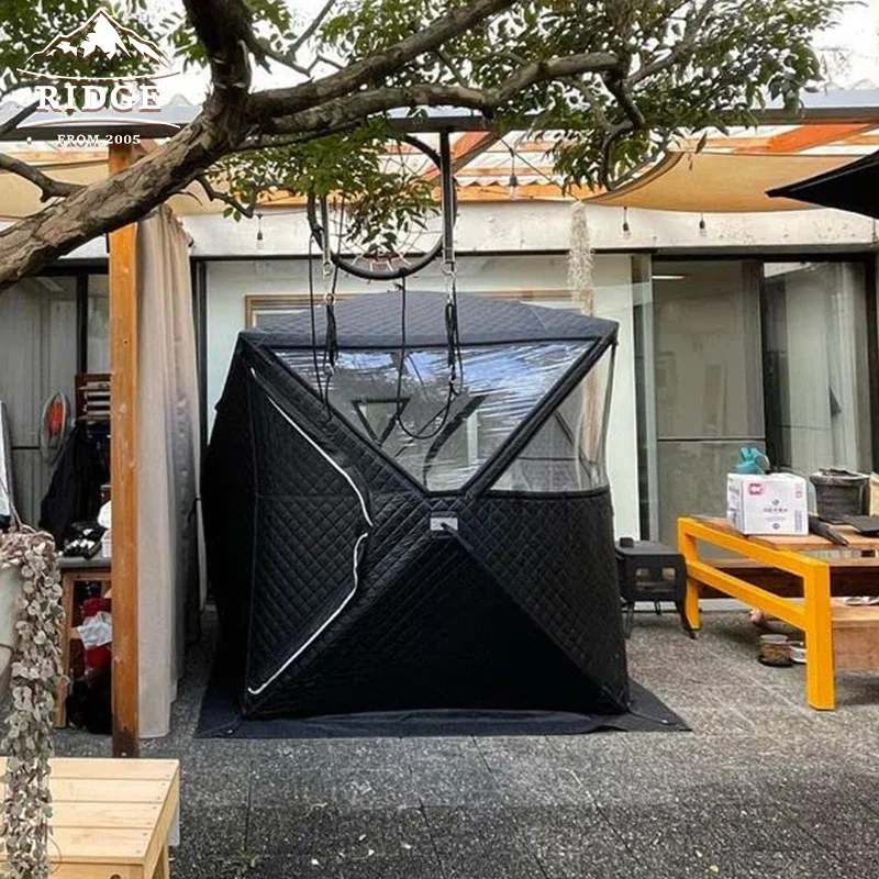 Новый одиночный всплывающий туалет для одного человека, портативный маленький черный портативный подвес для индивидуализированной инфракрасной сауны, палатки