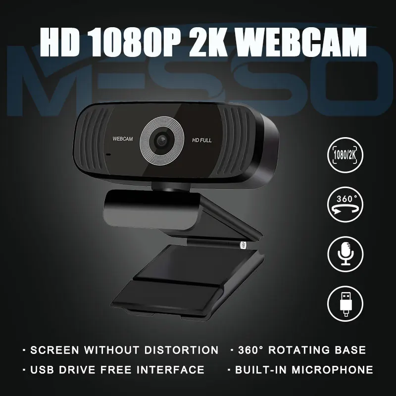 2K Auto 1080P 2K HD Webcamwebcam 1080p with Built-in HD Microphoneusb cameraDesktop or Laptop Smart TV Webcamusb camara web cam