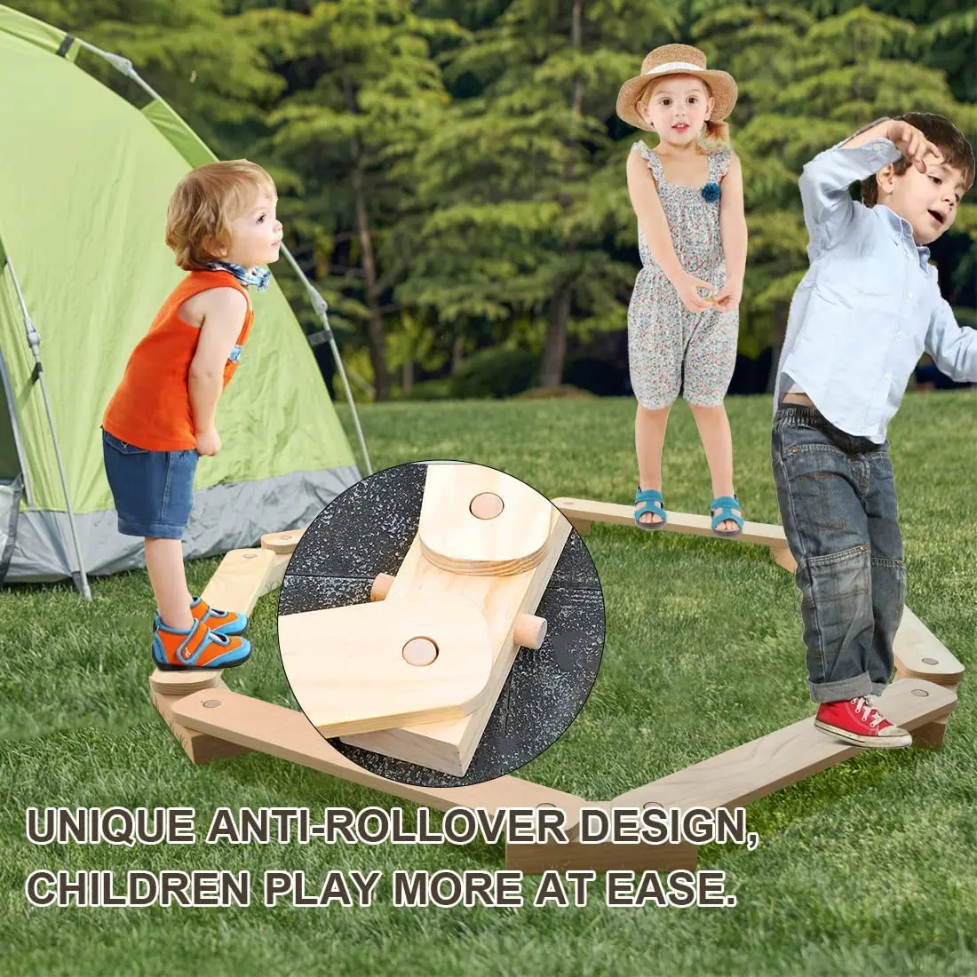 Wooden Balance Beam Furniture Indoor Toy Stepping Stones Indoor Playground Obstacle Course for Kids Balancing Mat