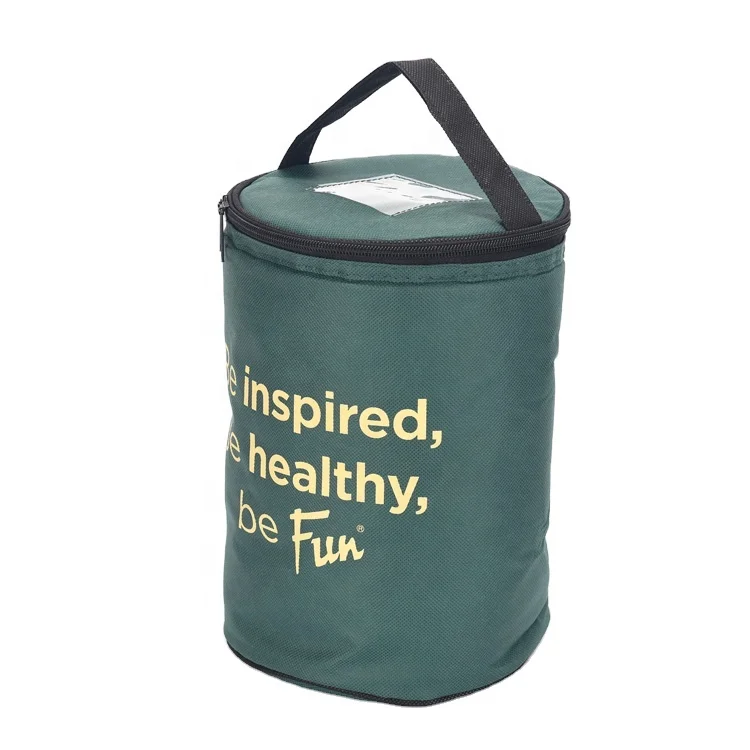 Reusable Refrigerated Cooler Bags 12 Can Cooler Bag Supermarket Round Beer Can Cooler Bag with Ice Pack Insulated Food