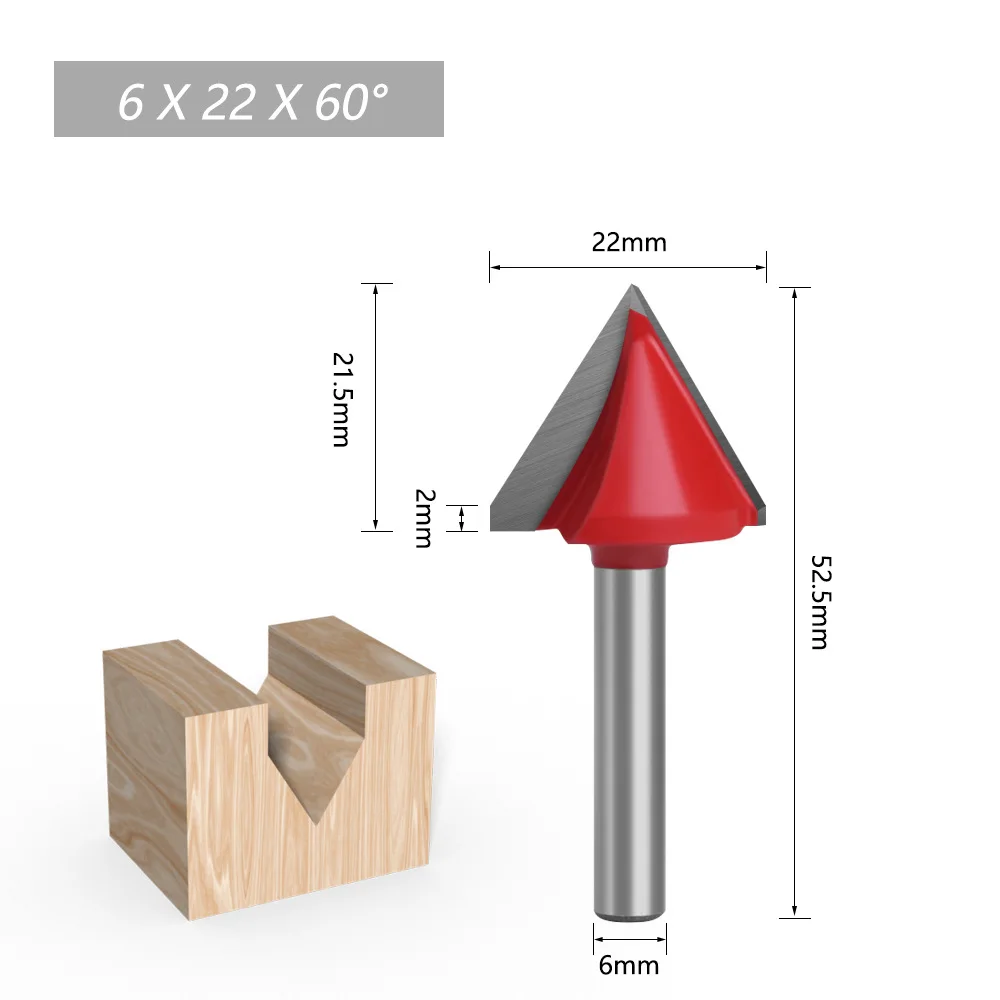 V-shaped Router Bits 6mm Shank Woodworking Milling Cutter Trimming CNC Machine for woodworking Tools 90 Degree
