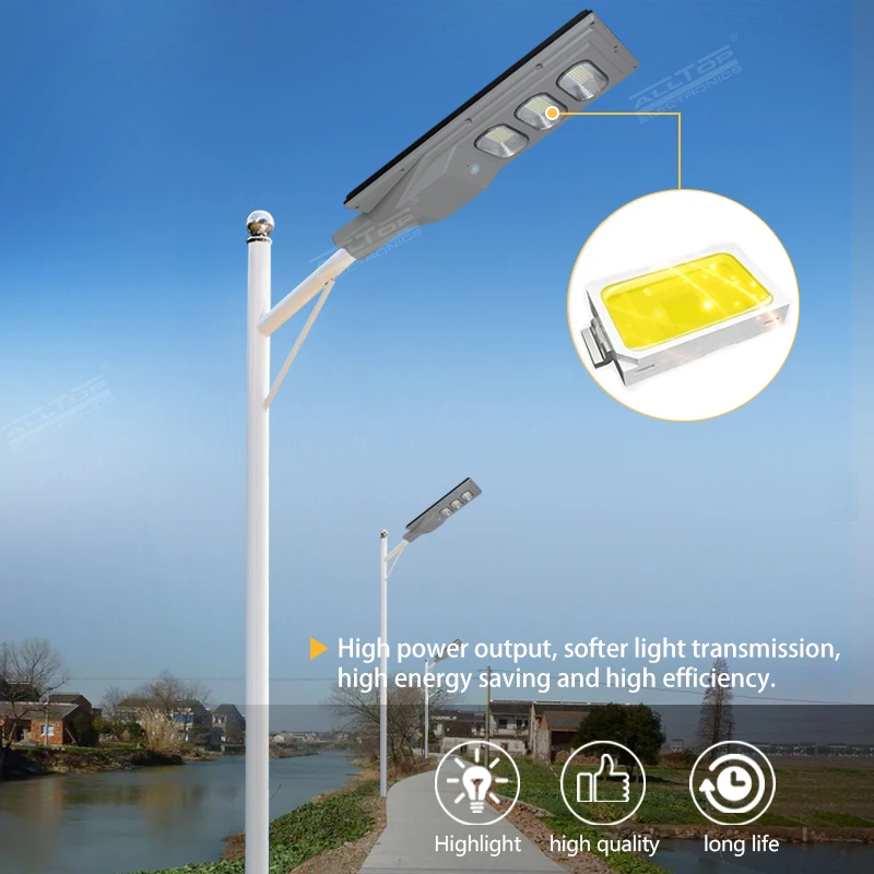ALLTOP High Quality Aluminum Outdoor Integrated Street Lamp Waterproof Ip65 30w 60w 90w All in One LED Solar Street Light