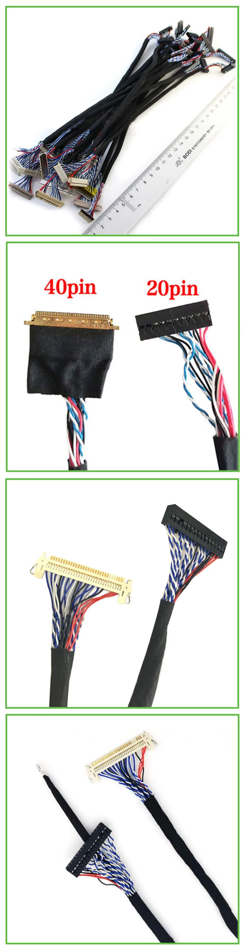 Custom Cable Lcd Led Ipex Display 20 24 36 40 41 50 51  40 pin Cable TTL I-PEX Display Screen Wiring Harness Assembly Lvds Cable